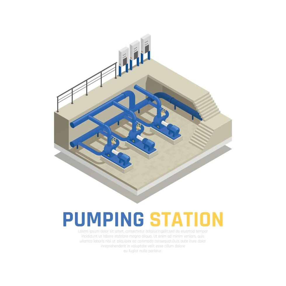 Pumping Station Concept Vector Illustration