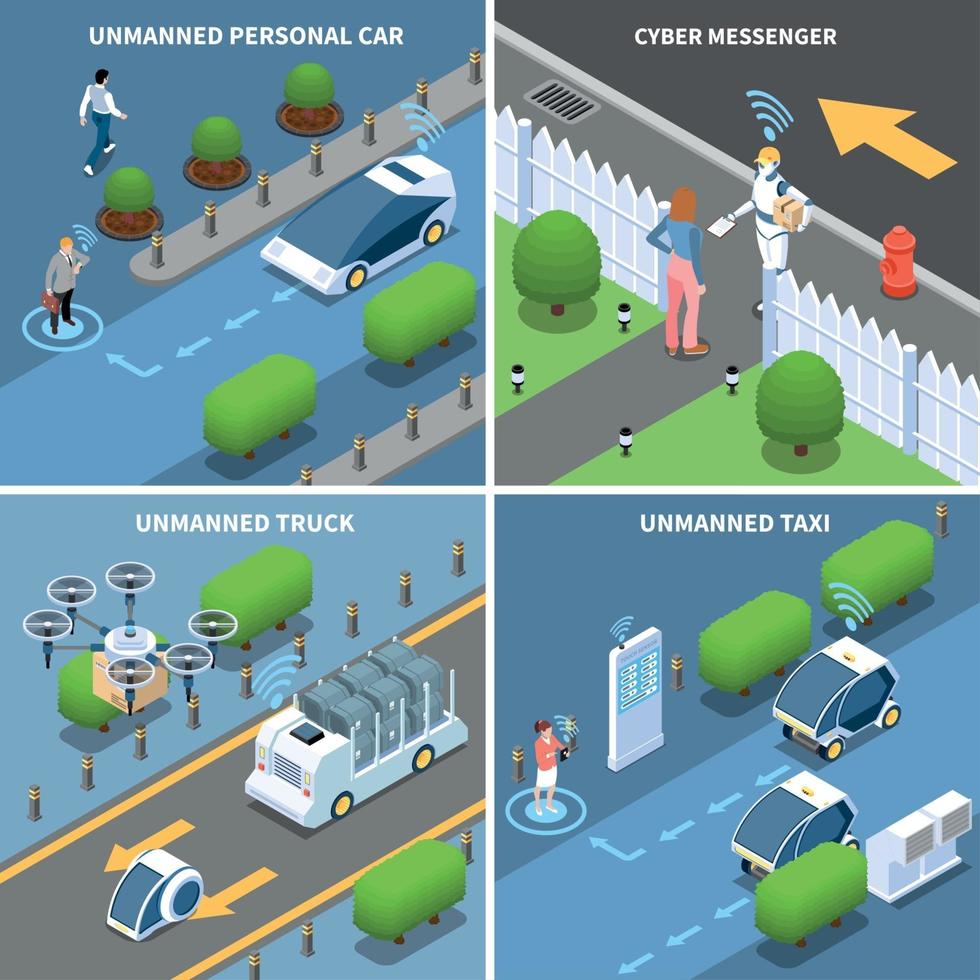 Autonomous Cars Design Concept Vector Illustration