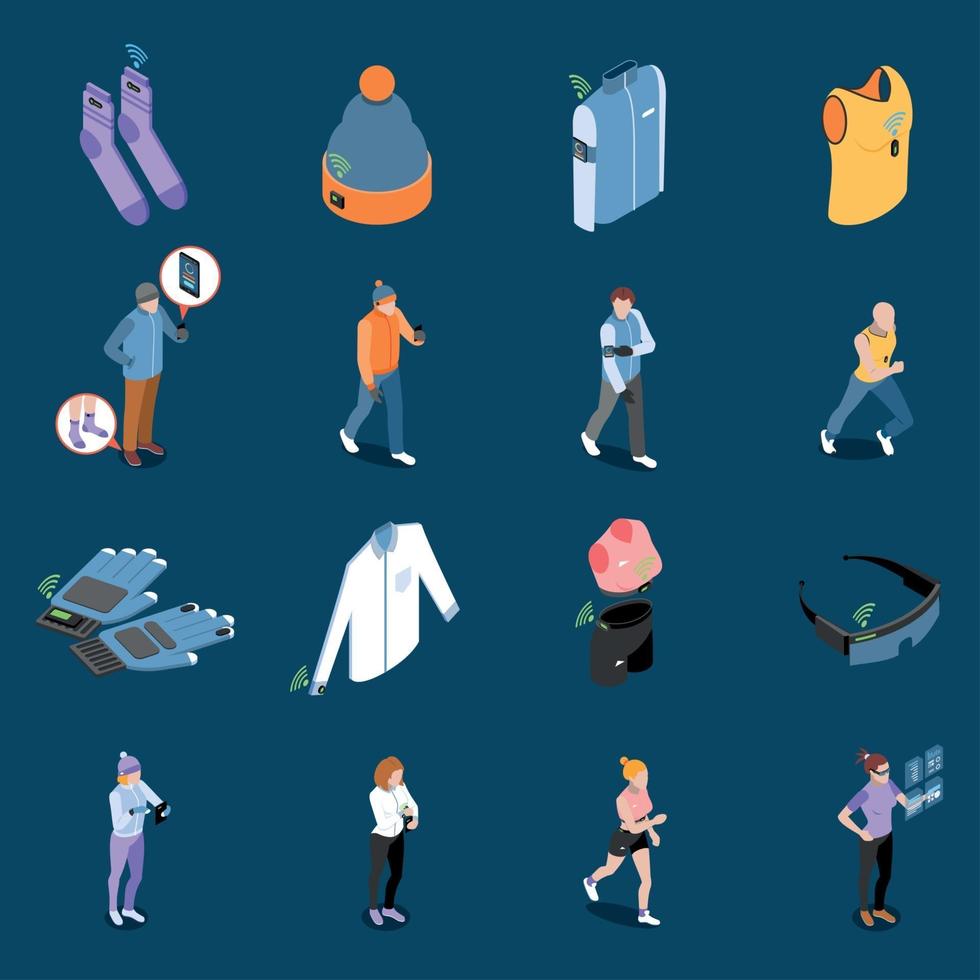 Smart Clothes Icon Set Vector Illustration