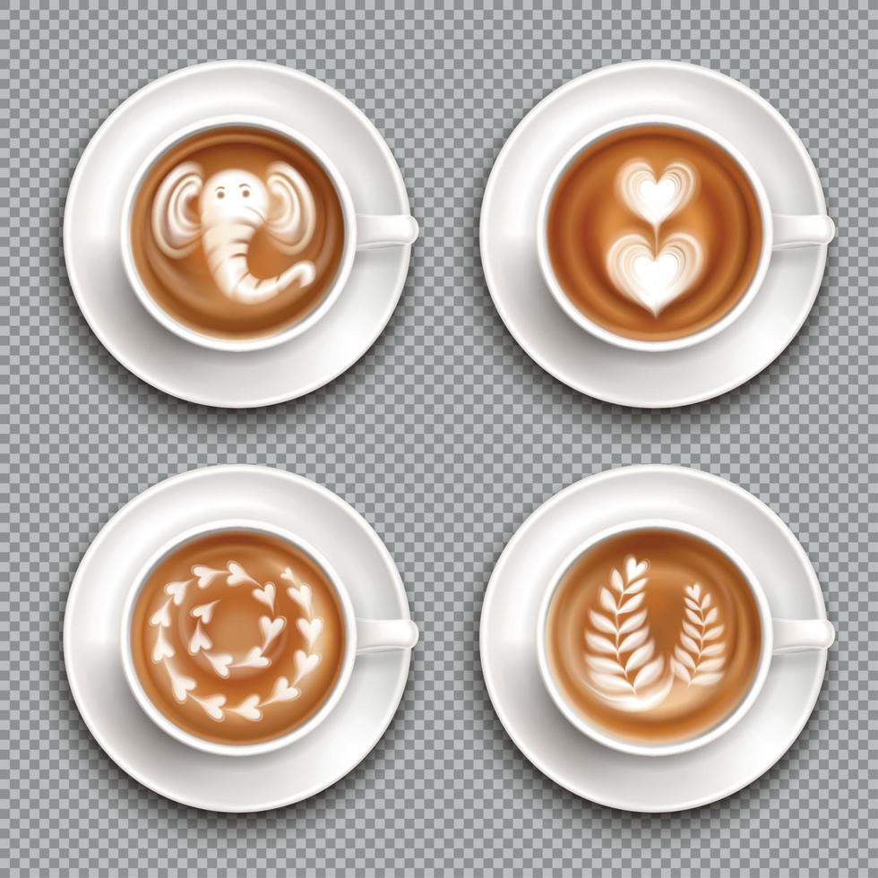 Ilustración de vector de vista superior de arte latte realista