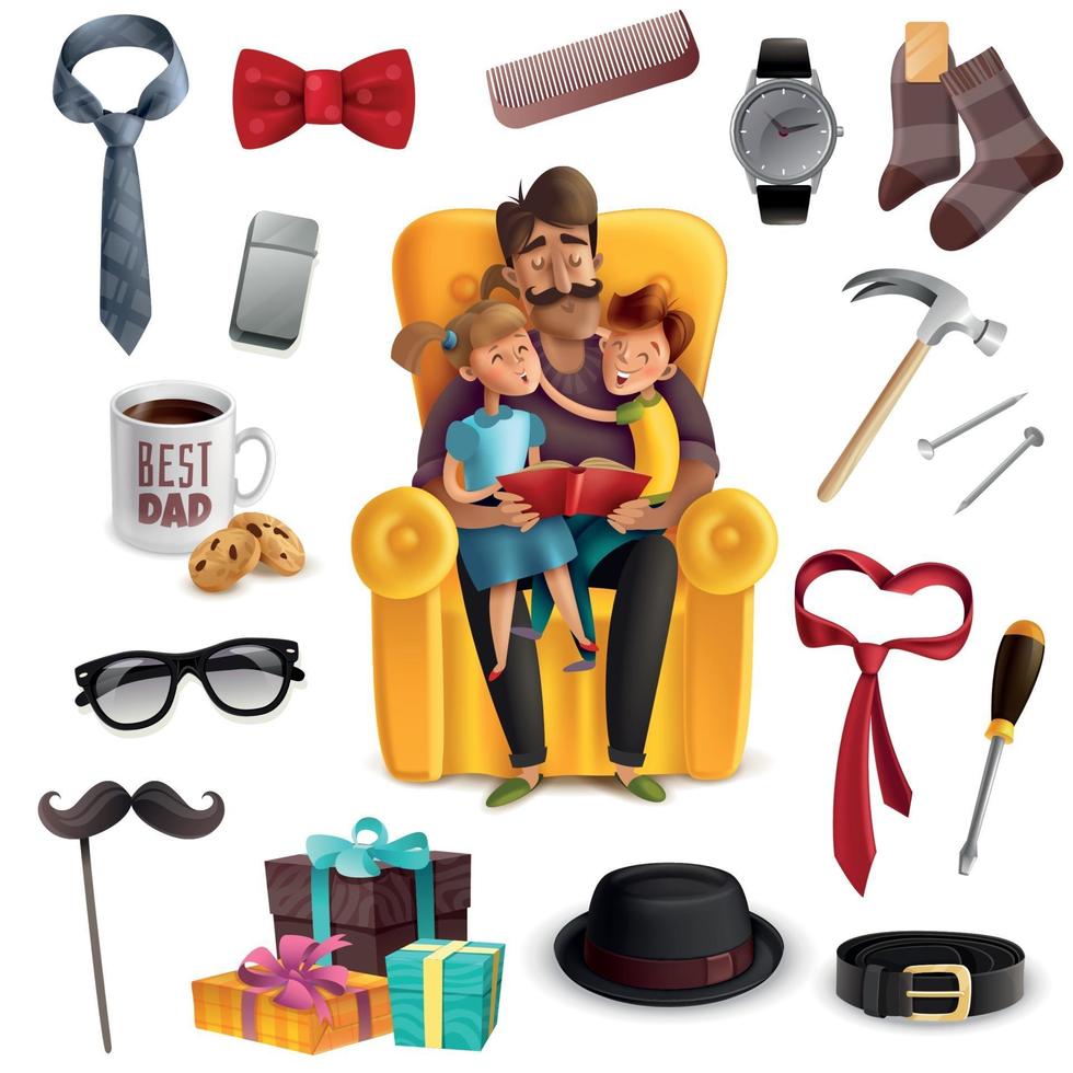 Fathers Day Set Vector Illustration