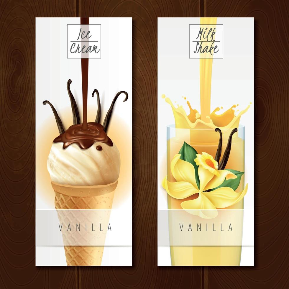 Vanilla Dessert Realistic Banners Vector Illustration