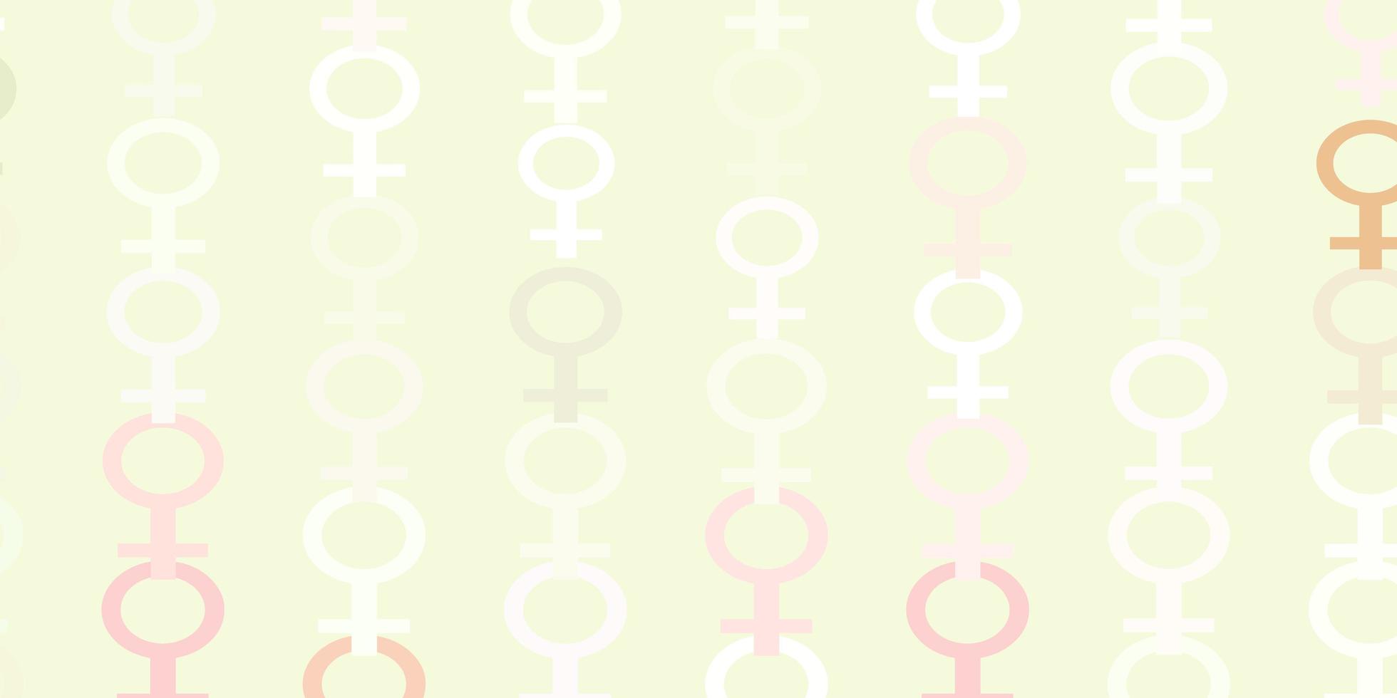 Light Pink, Green vector backdrop with woman's power symbols.