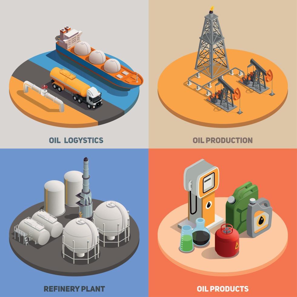 Oil Industry Isometric Concept Vector Illustration