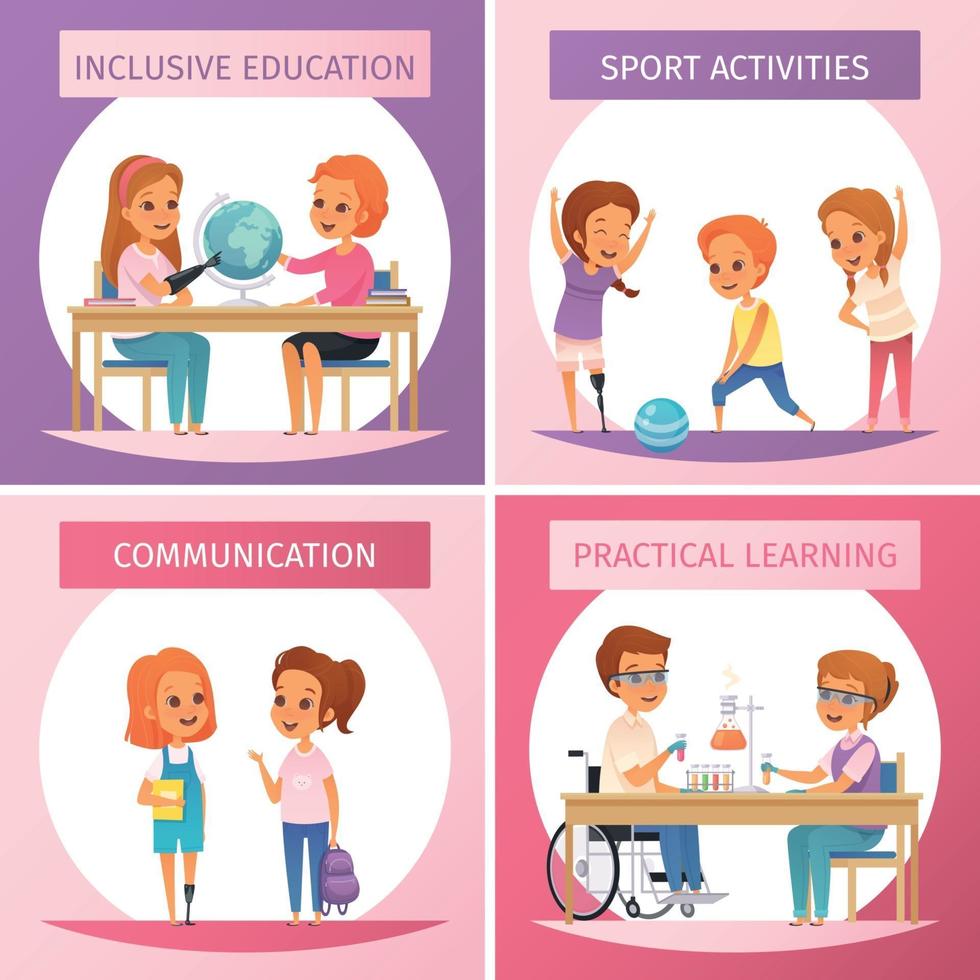 Inclusion Inclusive Education Icon Set Vector Illustration