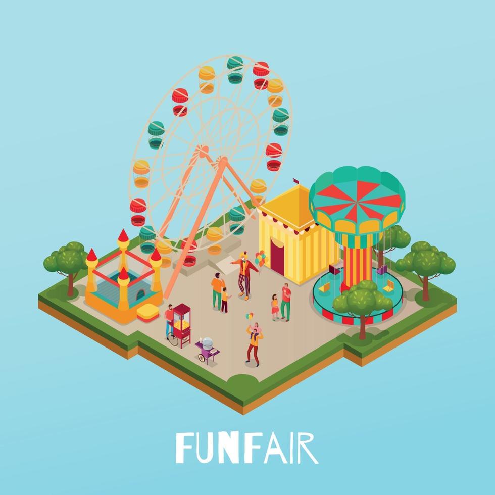 Fun Fair Isometric Illustration Vector Illustration