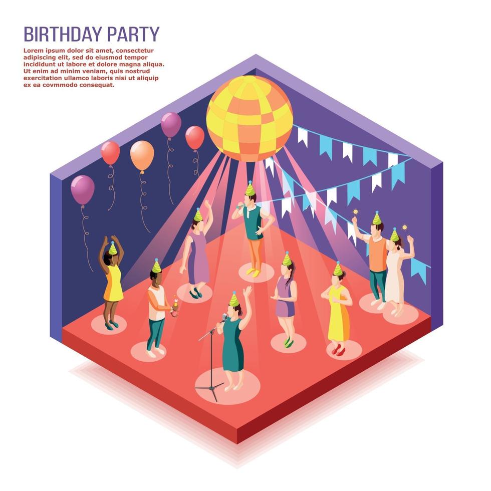 Birthday Party Isometric Vector Illustration