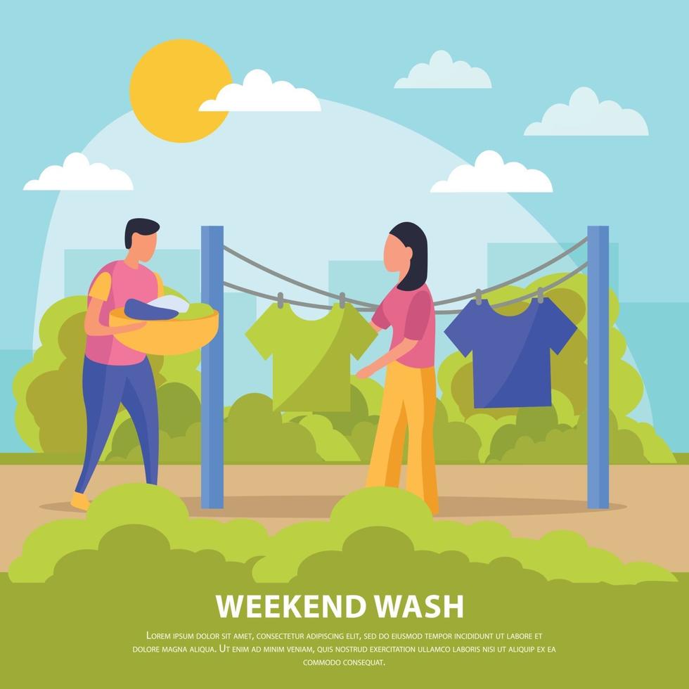 Flat Colored Lazy Weekends People Composition Vector Illustration