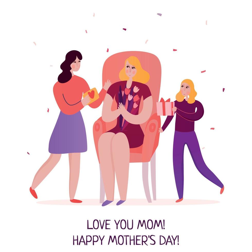 Mothers Day Flat Illustration Vector Illustration