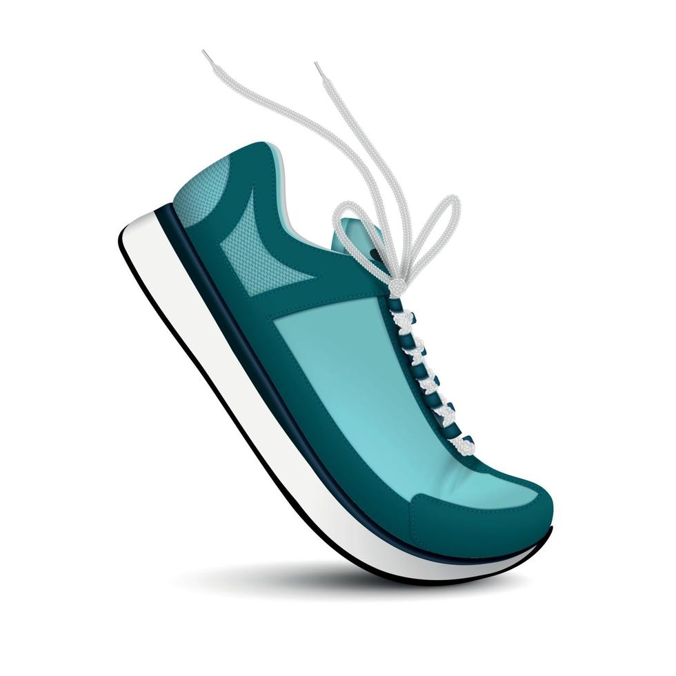 Blue Sneakers With White Shoelaces Vector Illustration