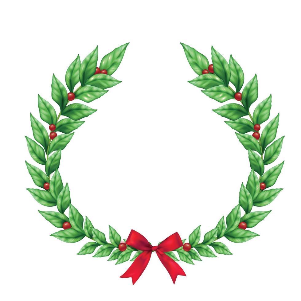 Christmas Wreath Realistic Sign Vector Illustration