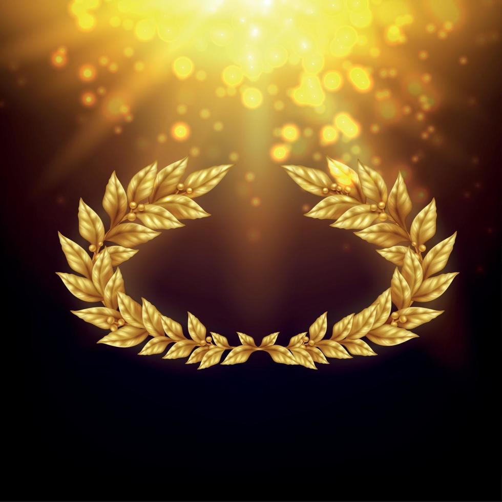Shiny Background With Golden Laurel Wreath Vector Illustration