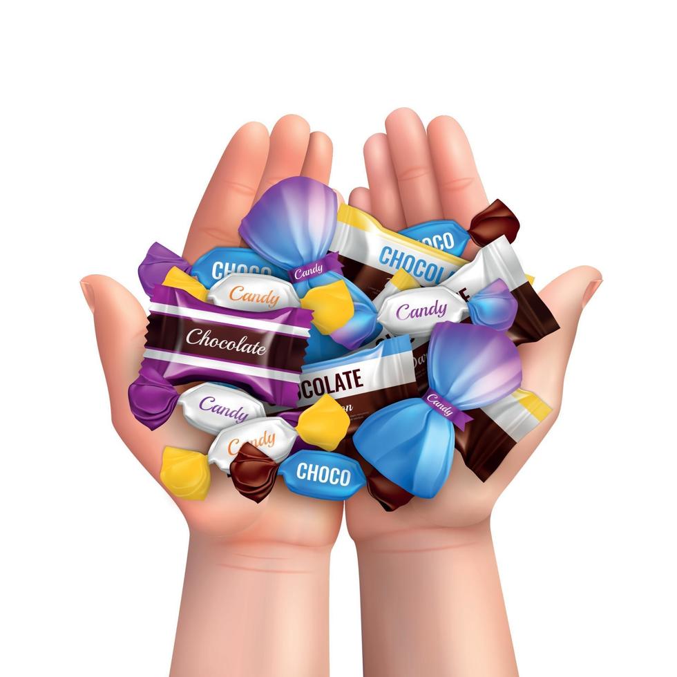 Realistic Candies Heap Composition Vector Illustration