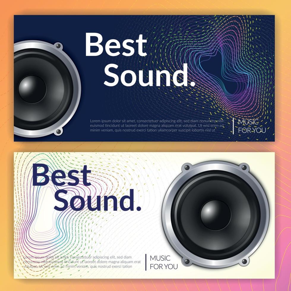 Realistic Audio System Banners Vector Illustration