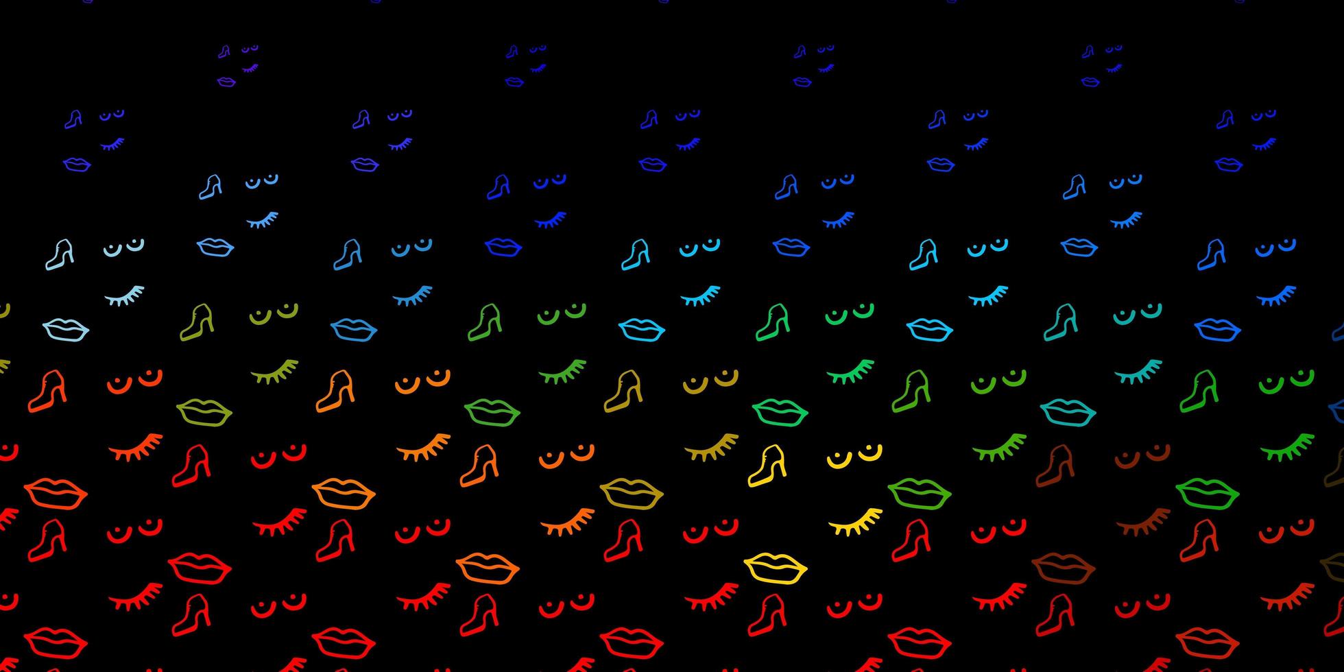 patrón de vector multicolor oscuro con elementos de feminismo.