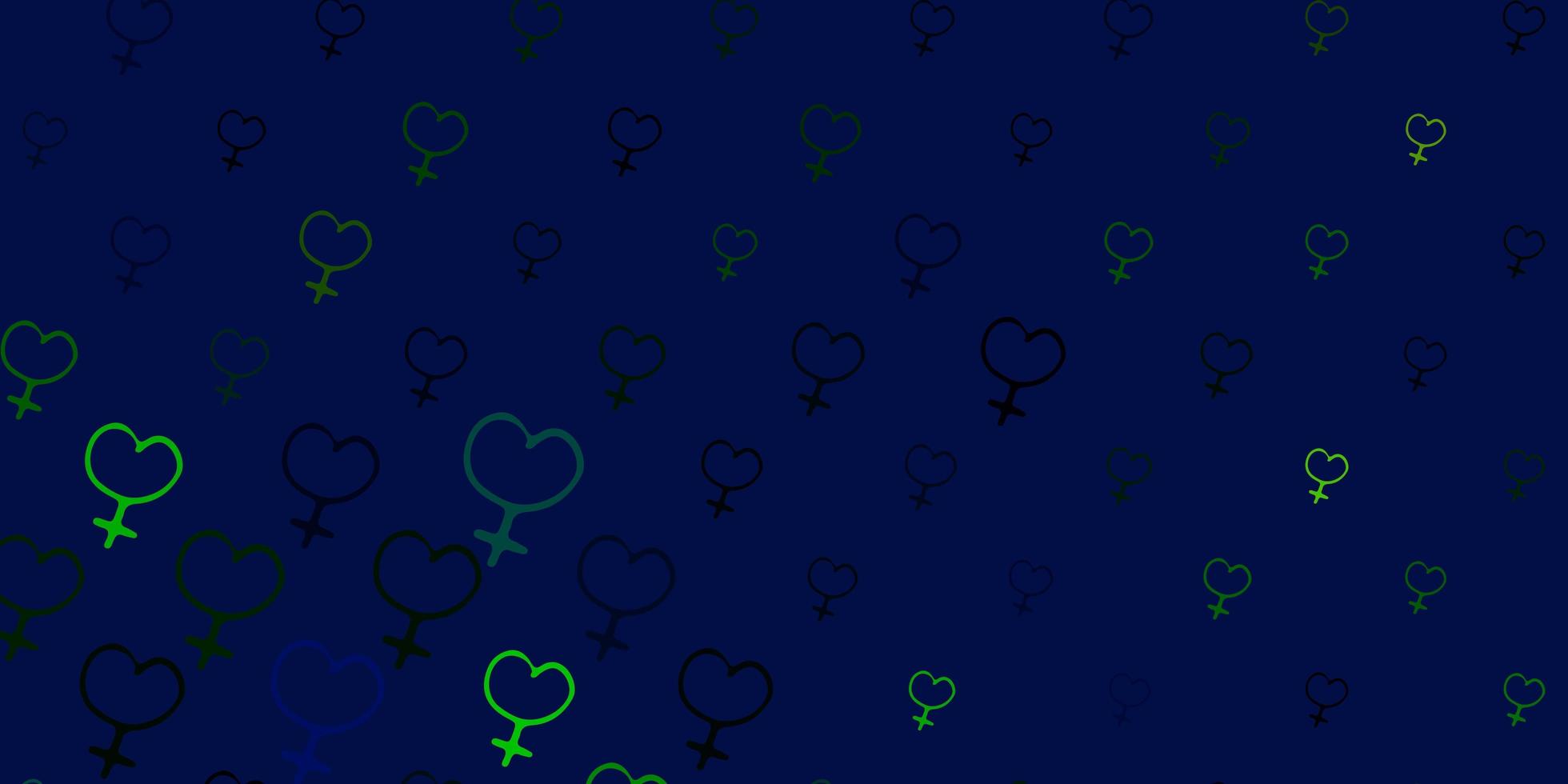 Fondo de vector azul claro, verde con símbolos de mujer.