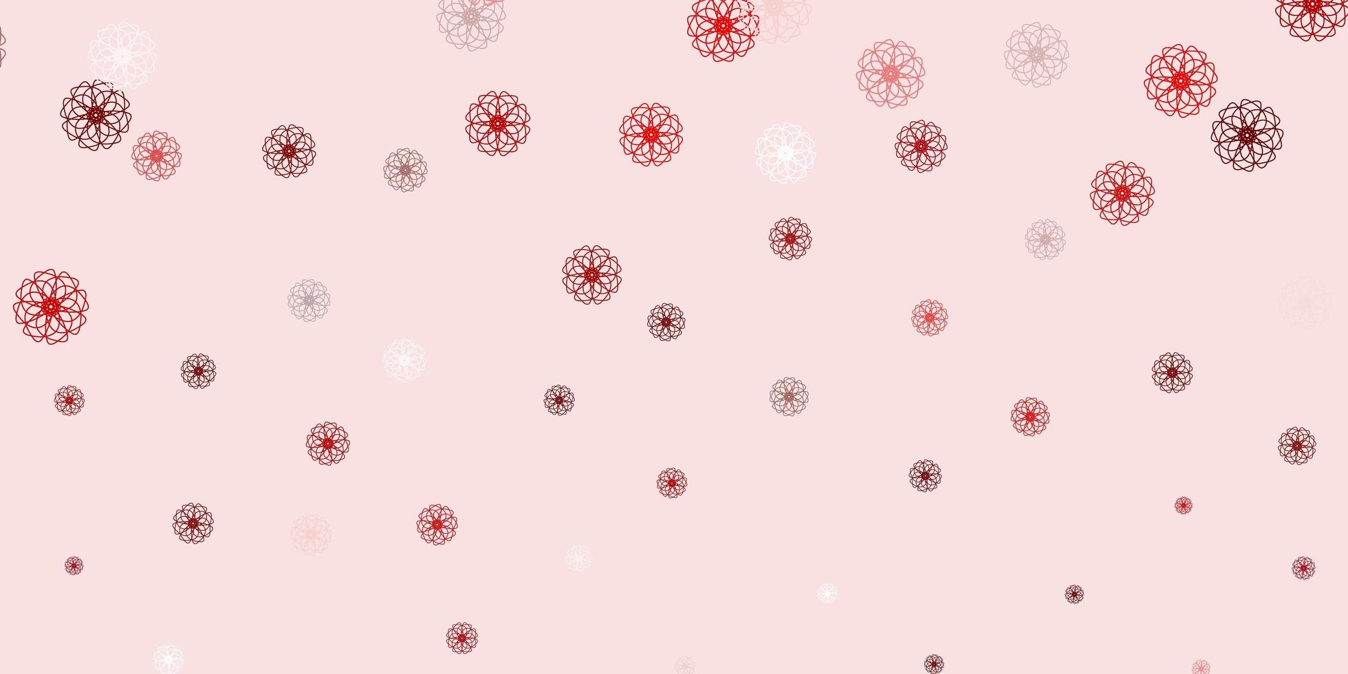 Light red vector doodle texture with flowers.