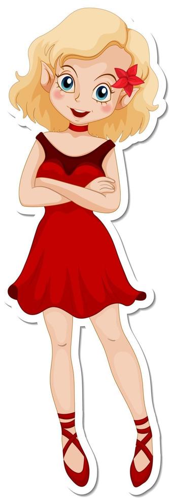 Cute fairy cartoon character sticker vector