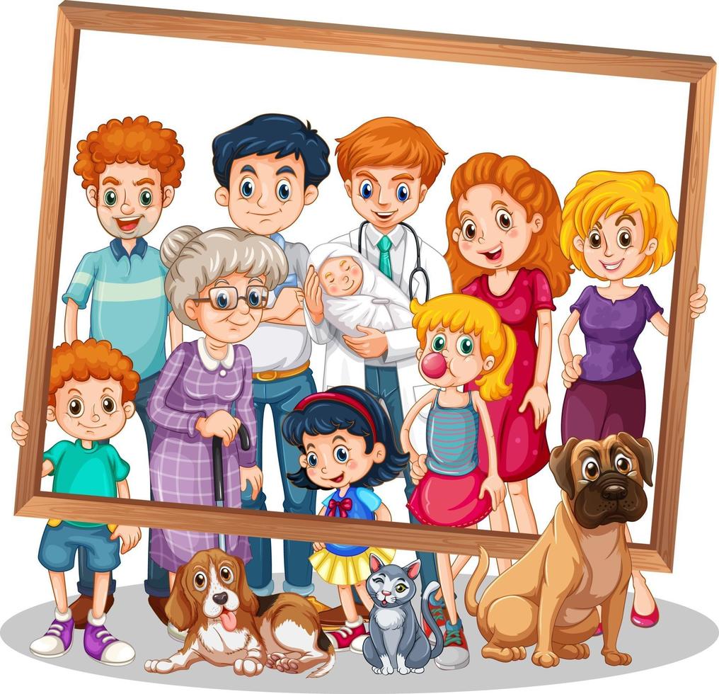 Isolated family picture with photo frame vector