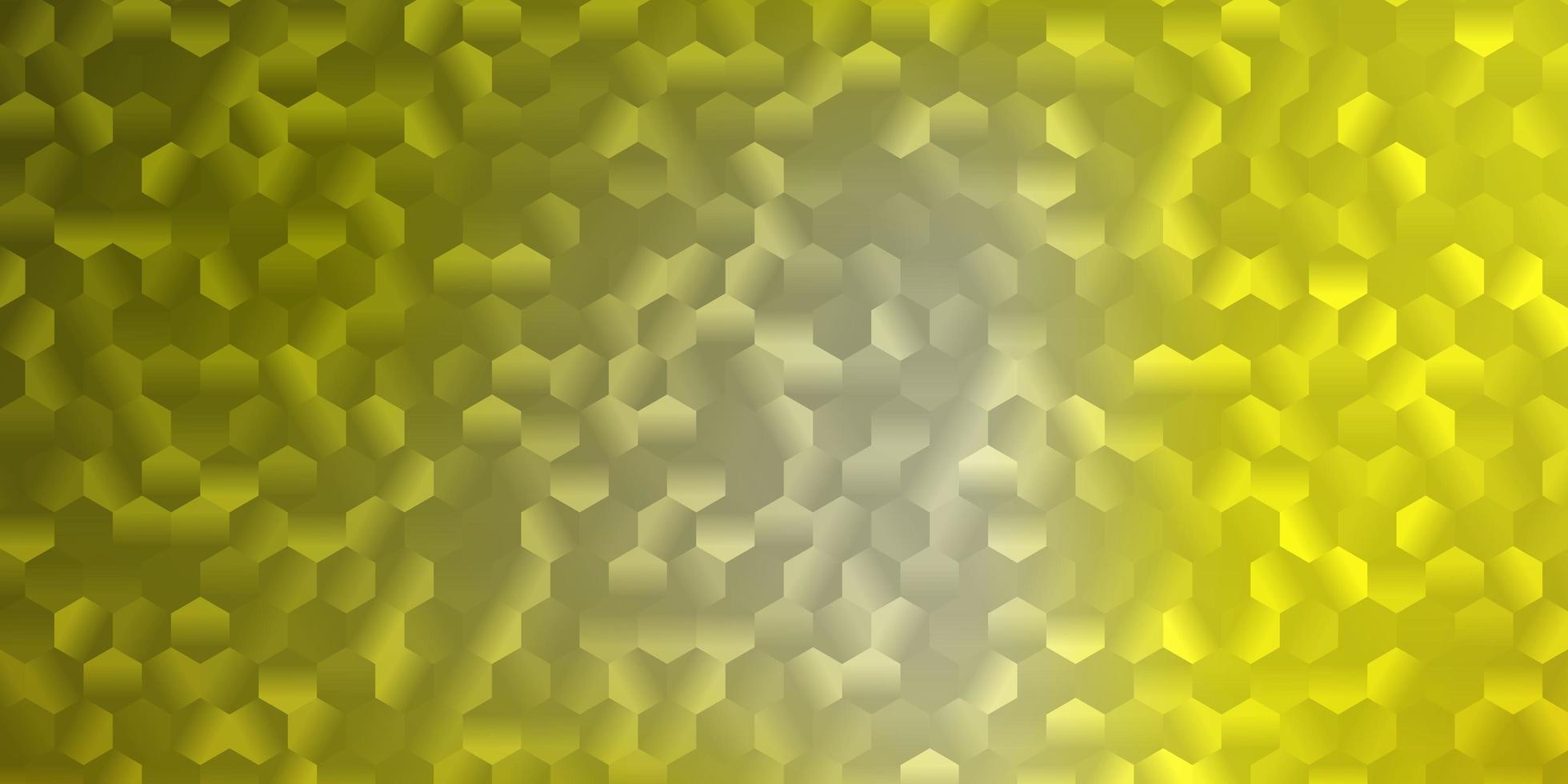 Telón de fondo de vector amarillo claro con un lote de hexágonos.