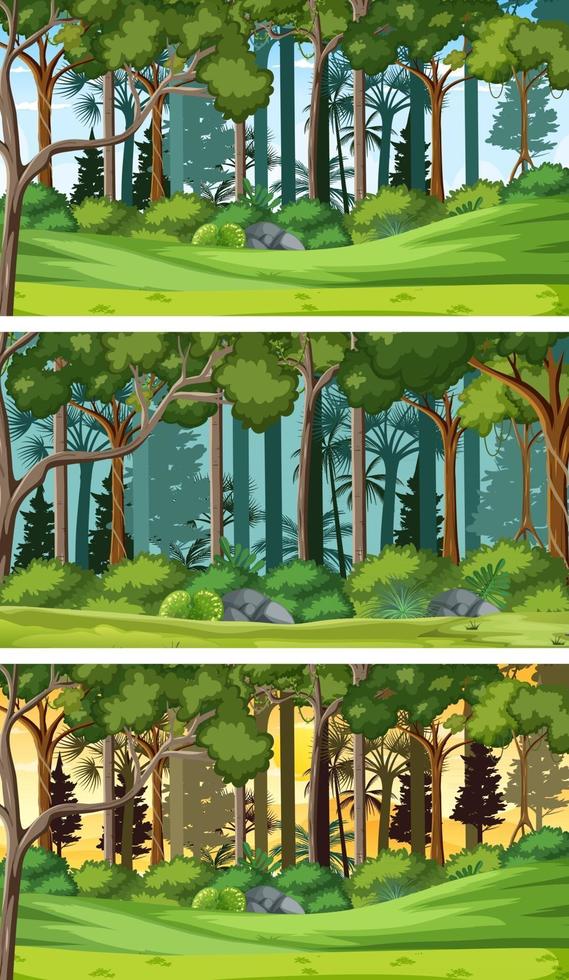 Three different nature horizontal scenes vector