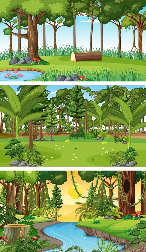 Three different nature horizontal scenes vector