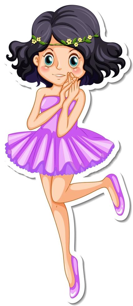Cute fairy cartoon character sticker vector