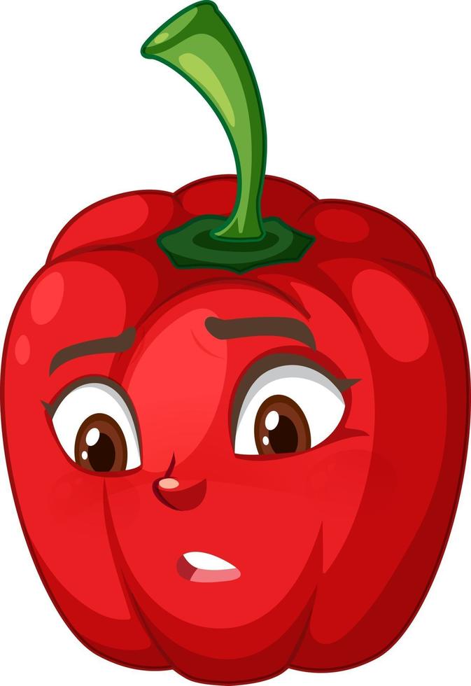 personaje de dibujos animados de pimiento con expresión facial vector