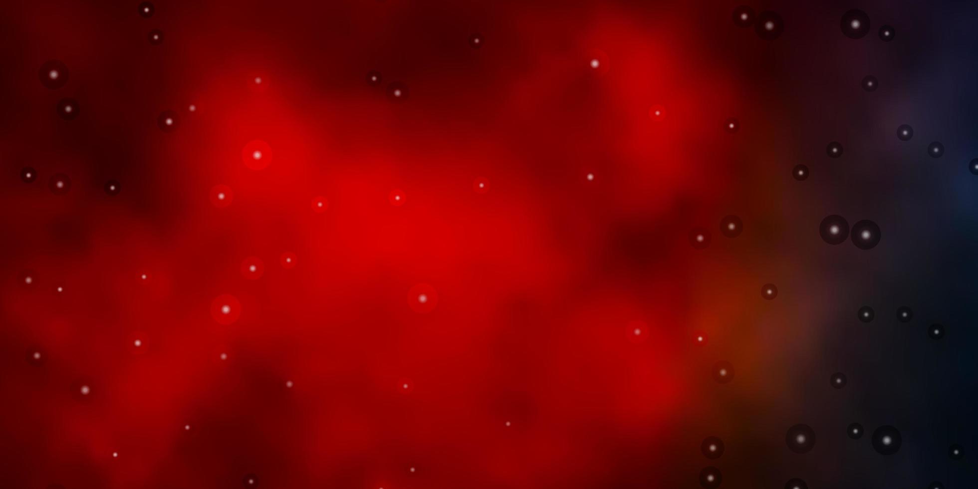 Dark Blue, Red vector background with small and big stars.