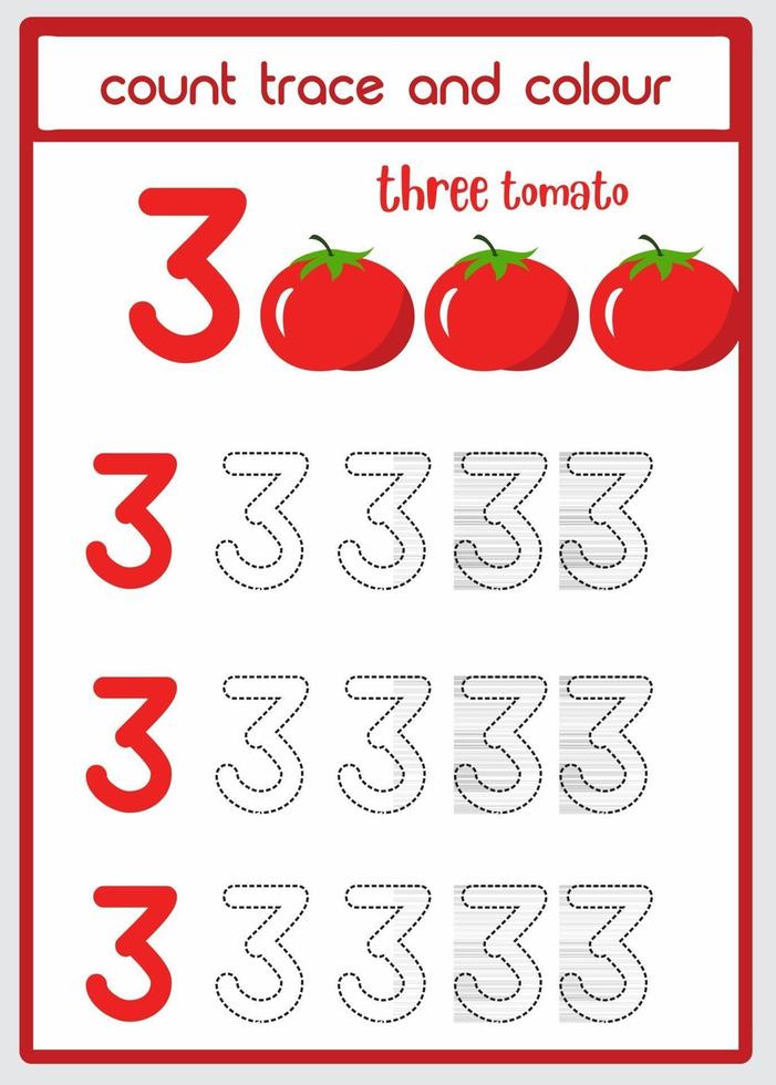 count traces and color of tomatoes number 3 vector