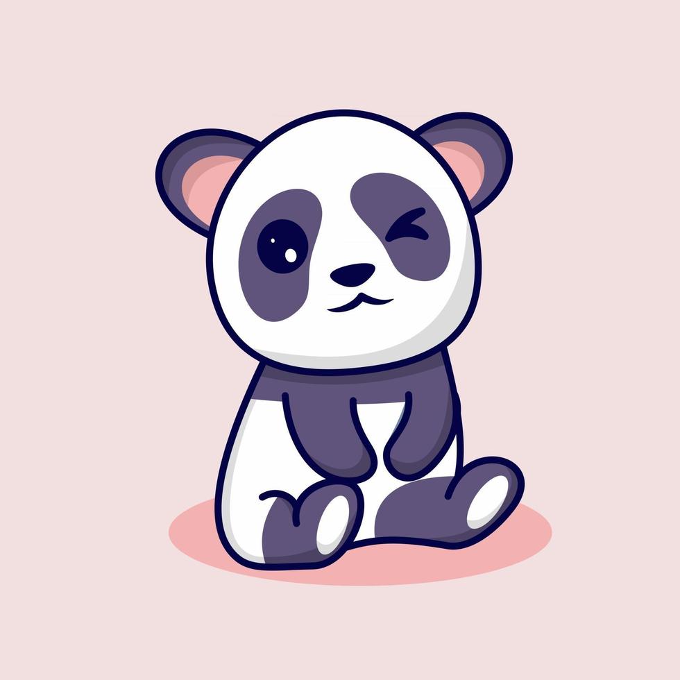 lindo panda con linda sonrisa vector