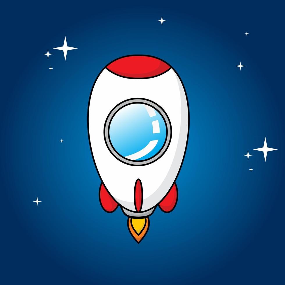 cute rocket with stars in beautiful night vector
