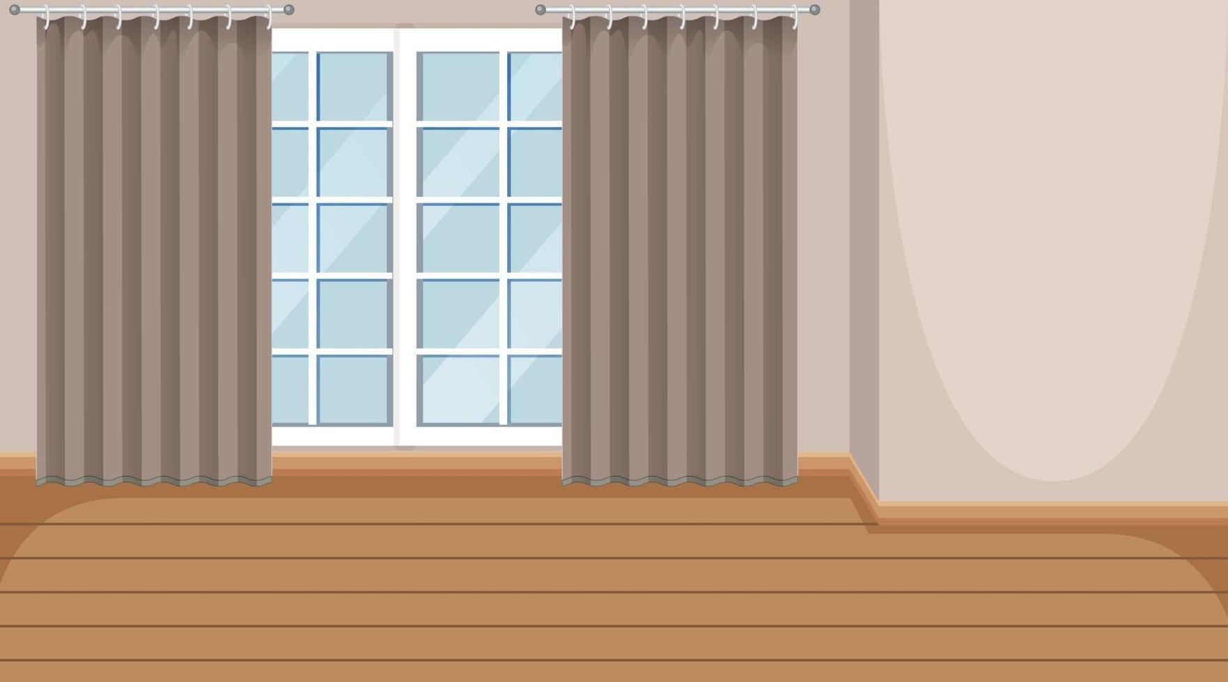 Habitación vacía con ventana y suelo de parquet de madera. vector