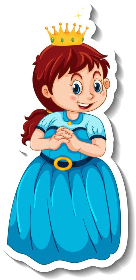 Sticker template with a little princess cartoon character isolated vector