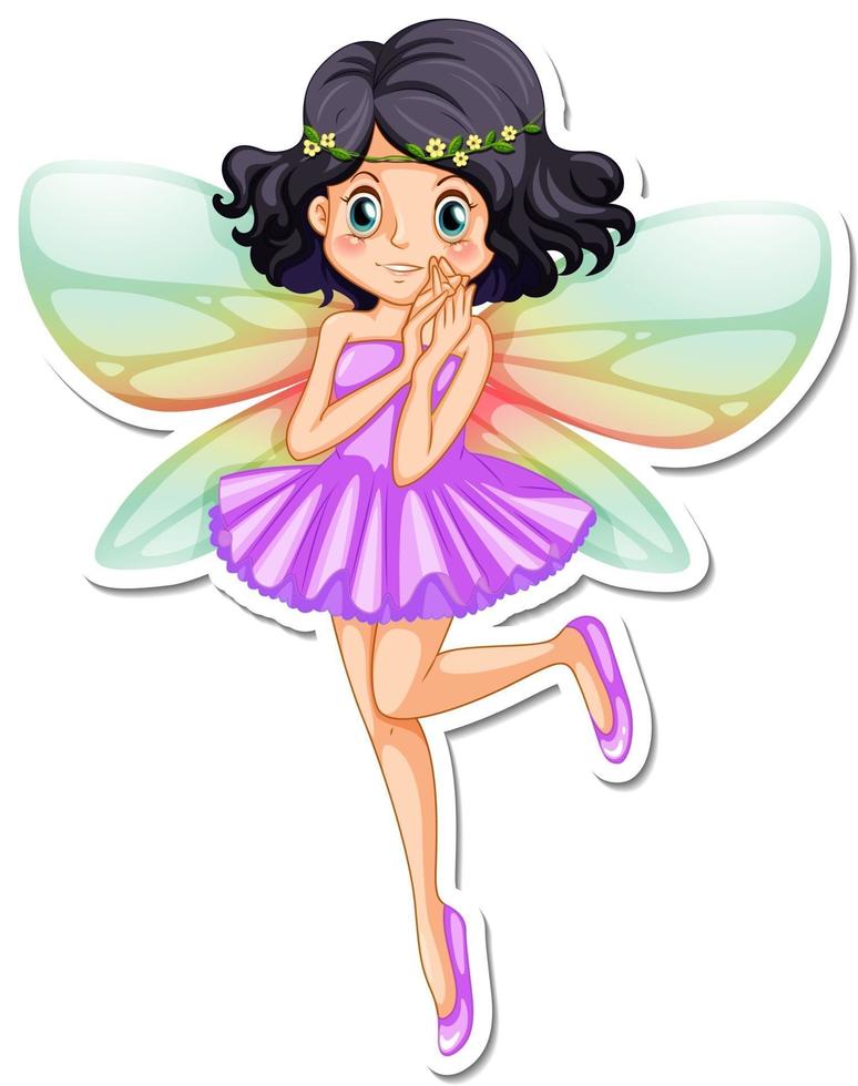 Beautiful fairy cartoon character sticker vector