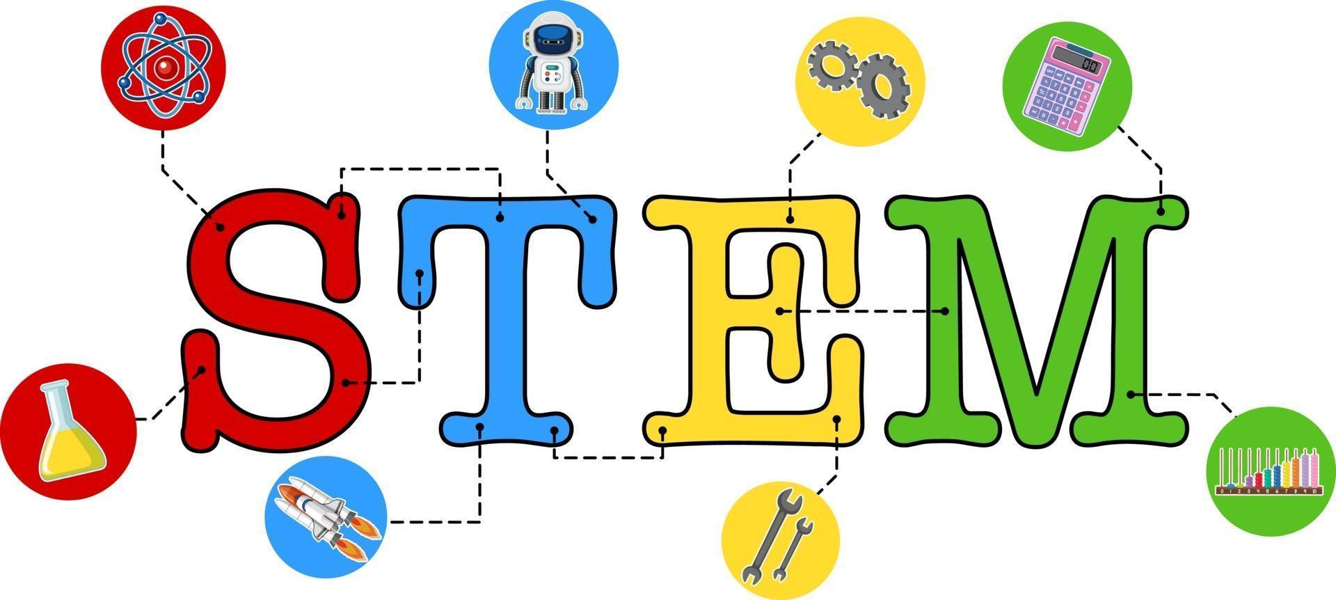 Colourful STEM education text icon vector