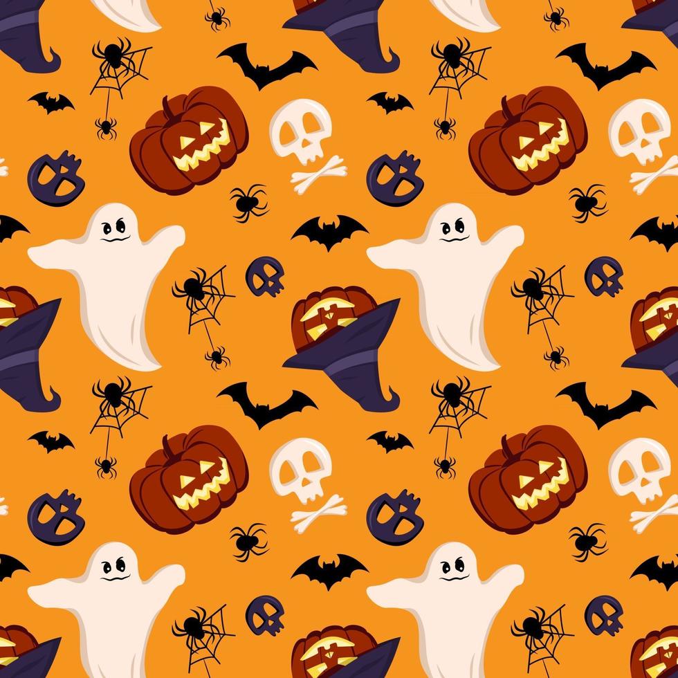 Bright dark pattern with pumpkins. Halloween festive autumn decoration vector