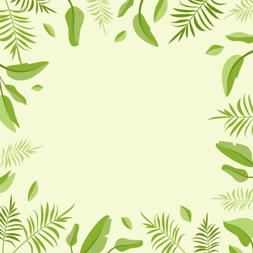 Green frame with palm leaves and blank space vector