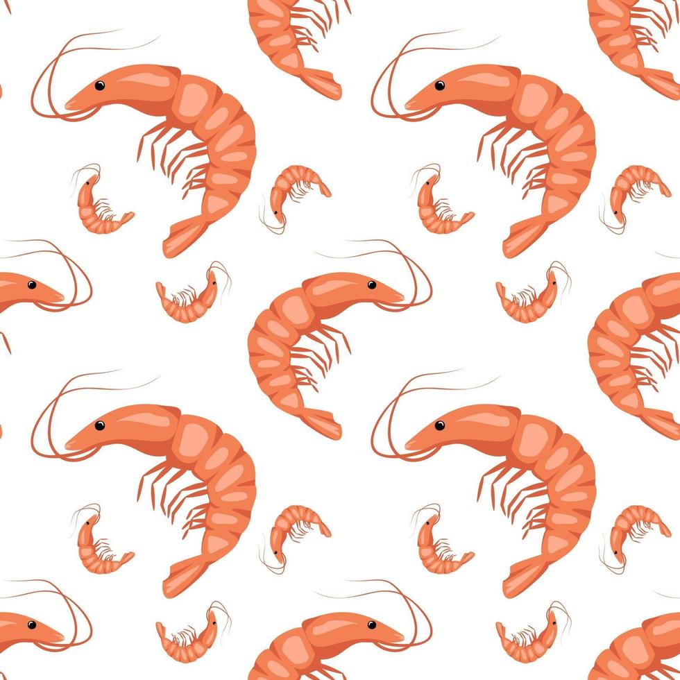 Seamless pattern with shrimps or prawn, Cute print vector