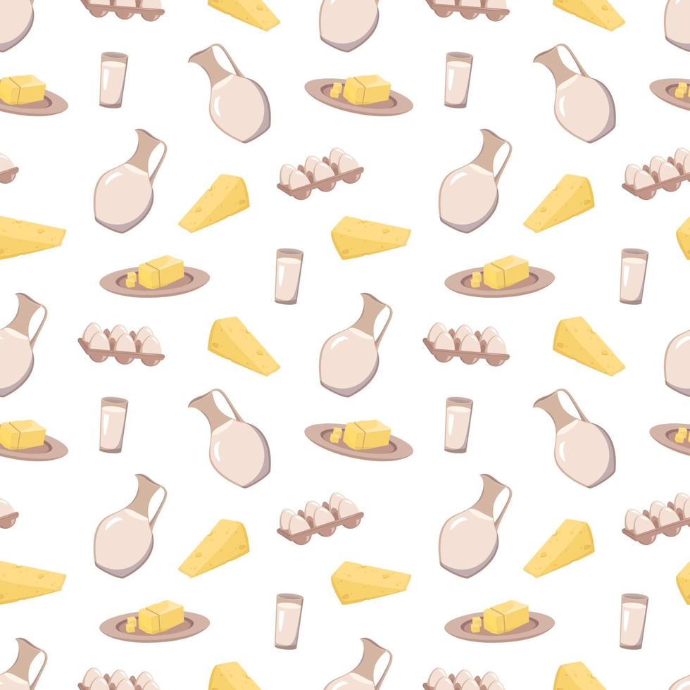 Seamless pattern with dairy products vector