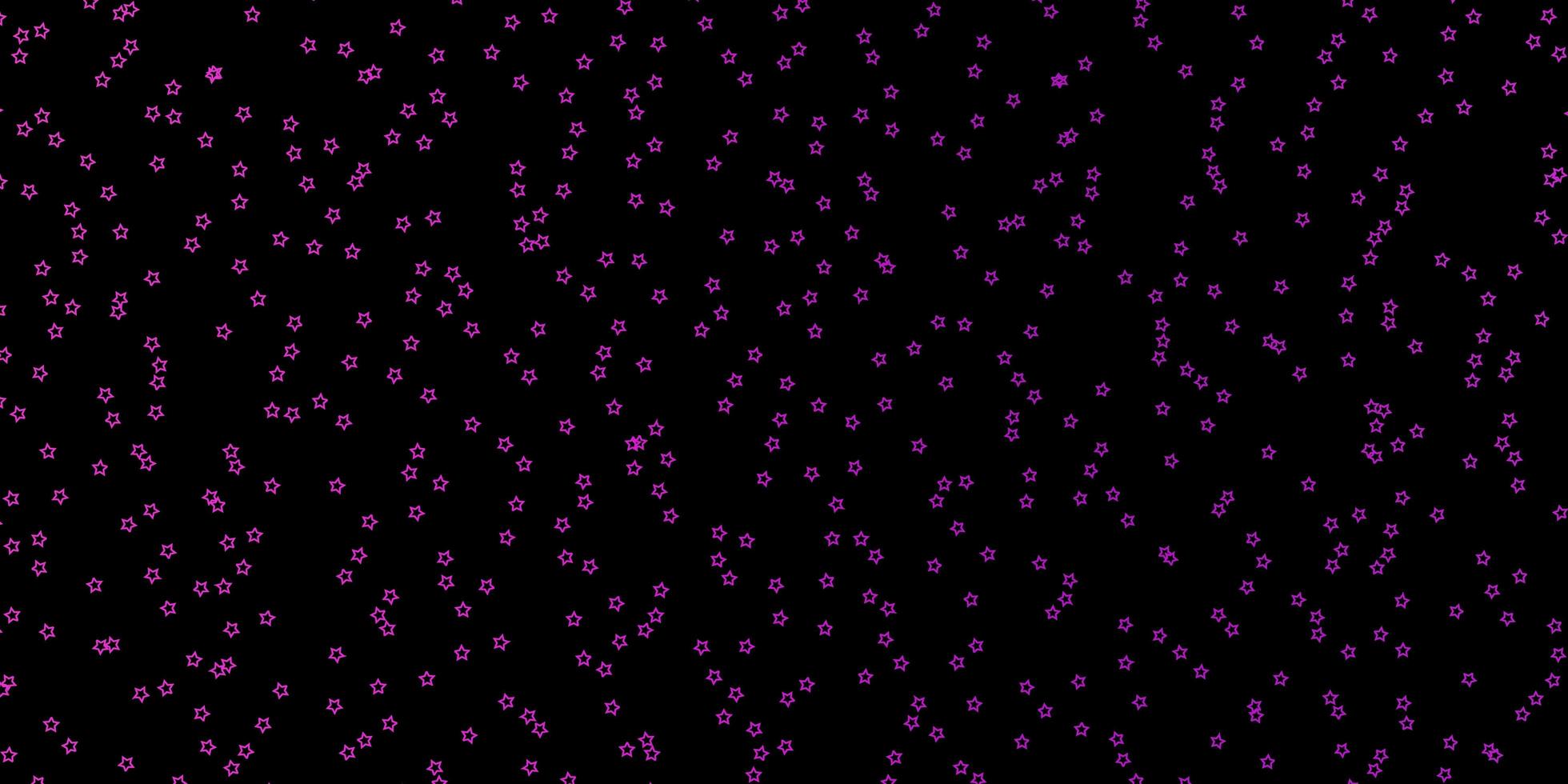 Dark Pink vector background with colorful stars.