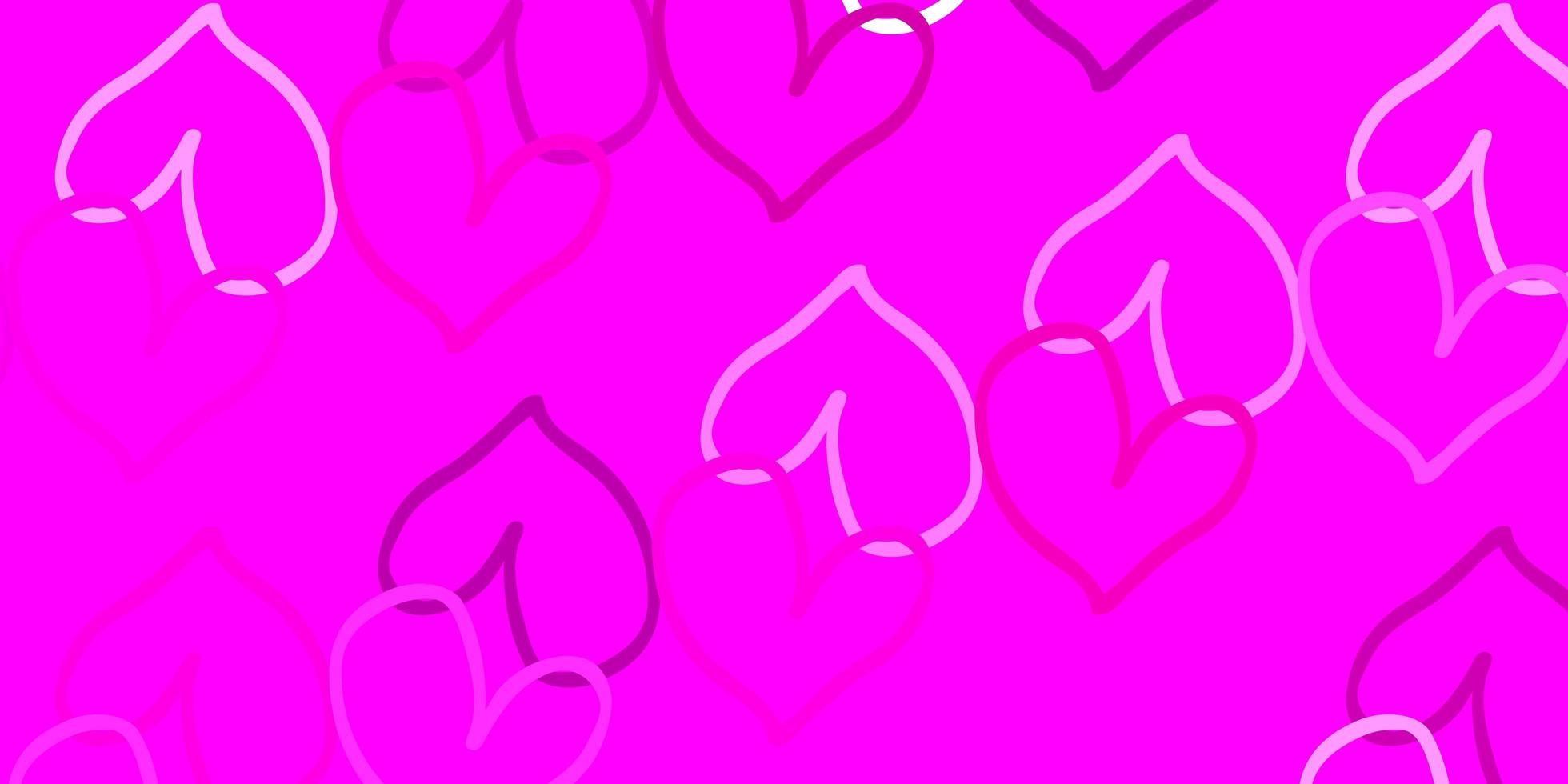 Light Pink vector background with Shining hearts.