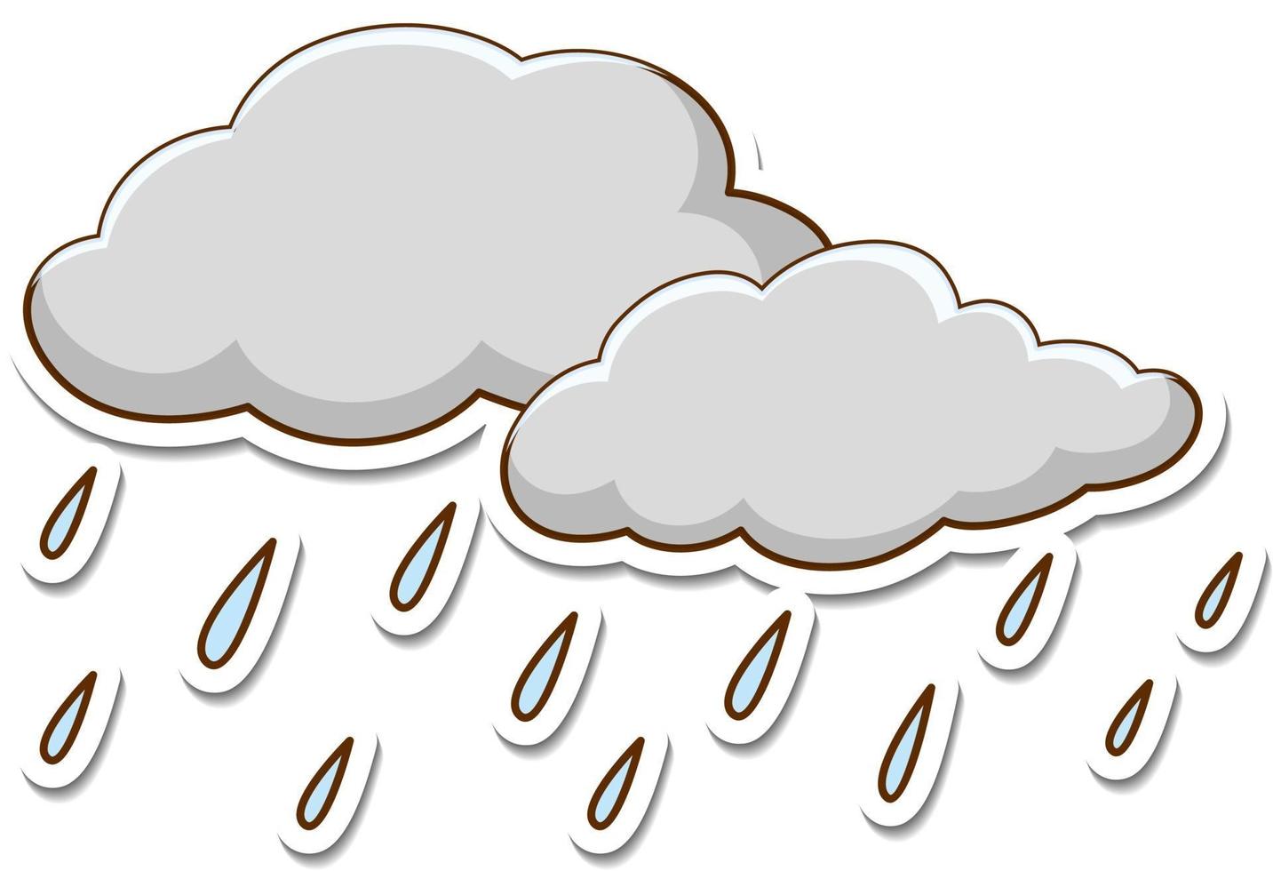 Rainy cloud sticker on white background vector