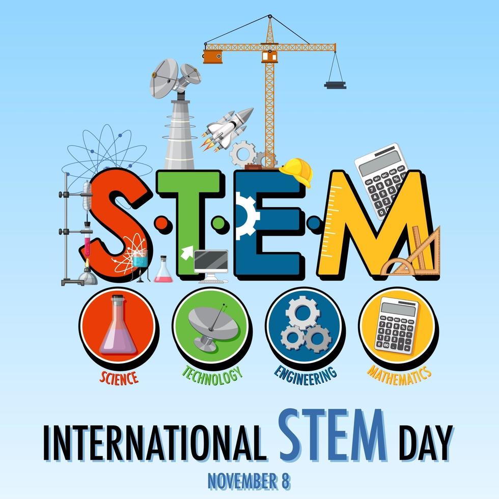 International STEM day on November 8th banner with STEM logo vector