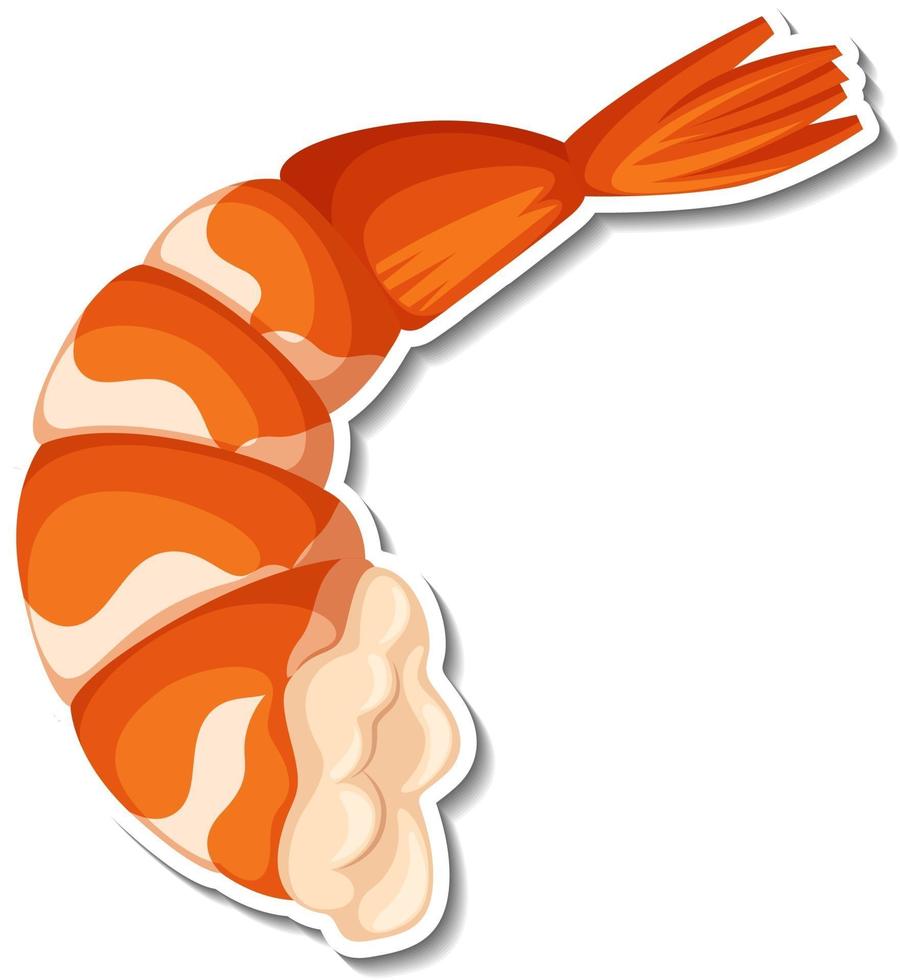 Boiled shrimp sticker on white background vector