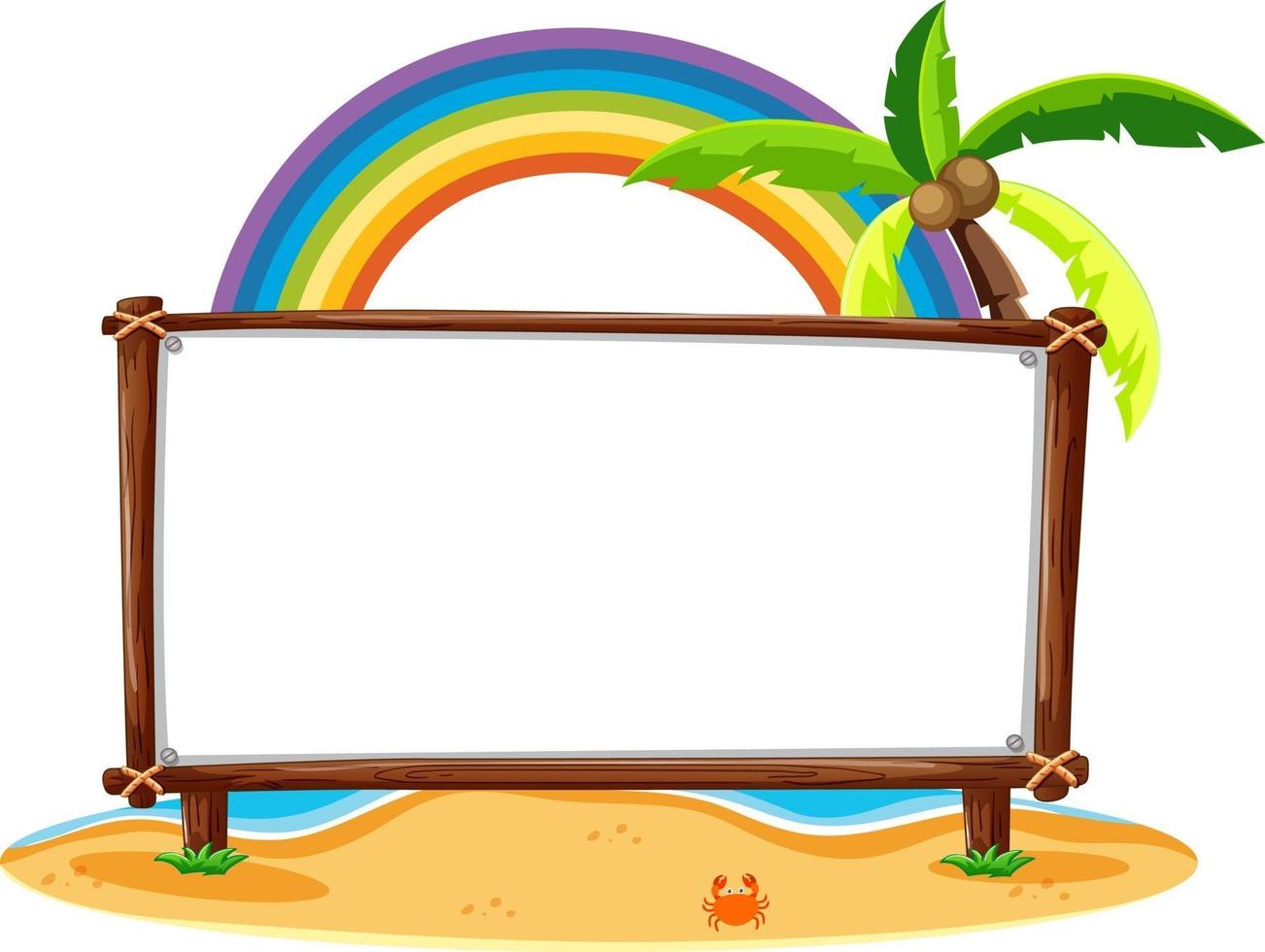 Tema de playa de verano con banner vacío aislado sobre fondo blanco. vector