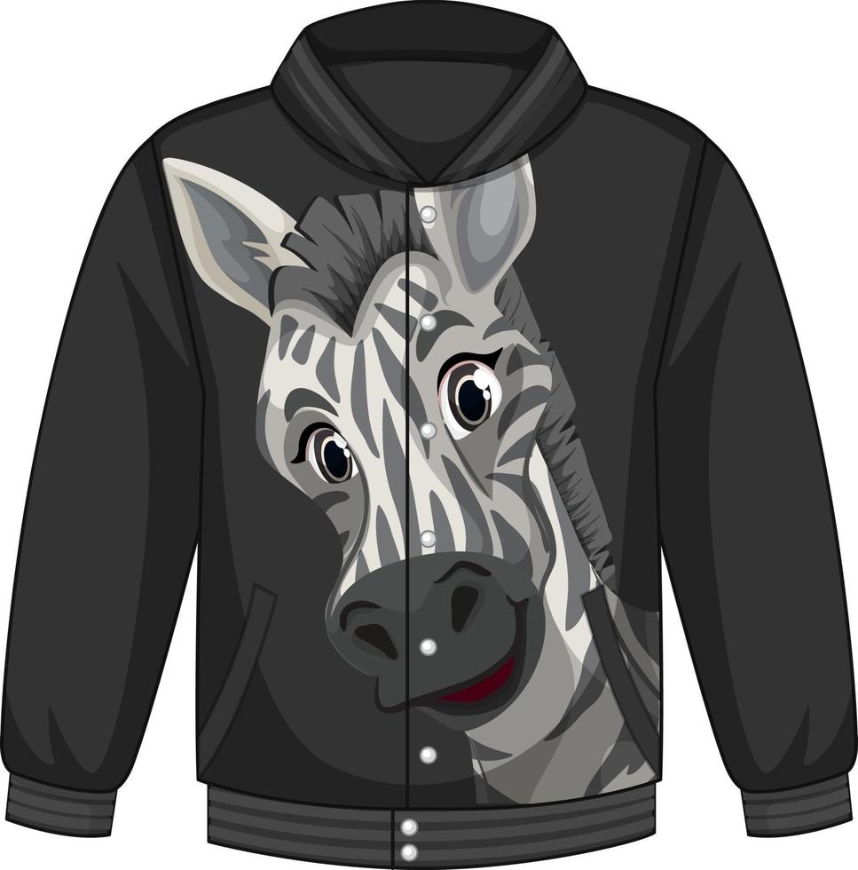 Front of bomber jacket with zebra pattern vector