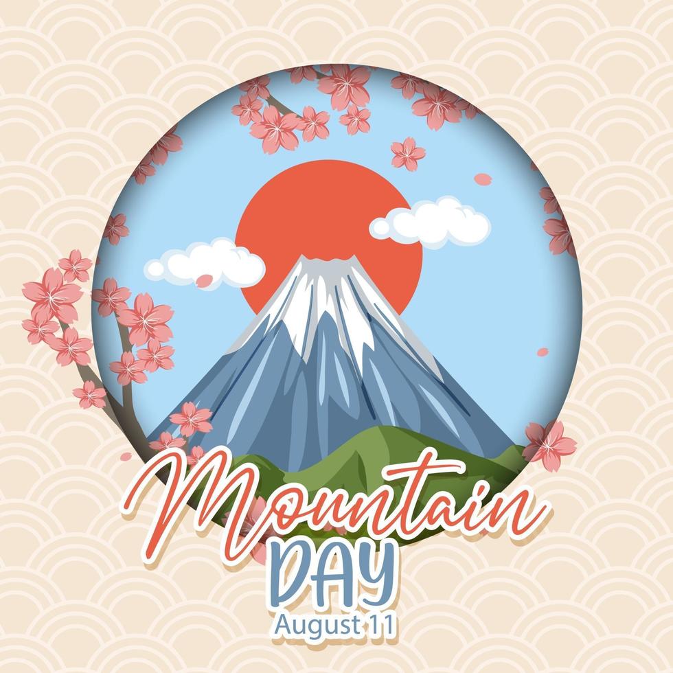 Mountain Day in Japan on August 11 banner with Mount Fuji vector