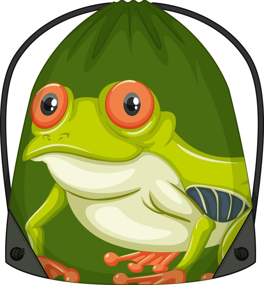 Drawstring backpack with frog pattern vector