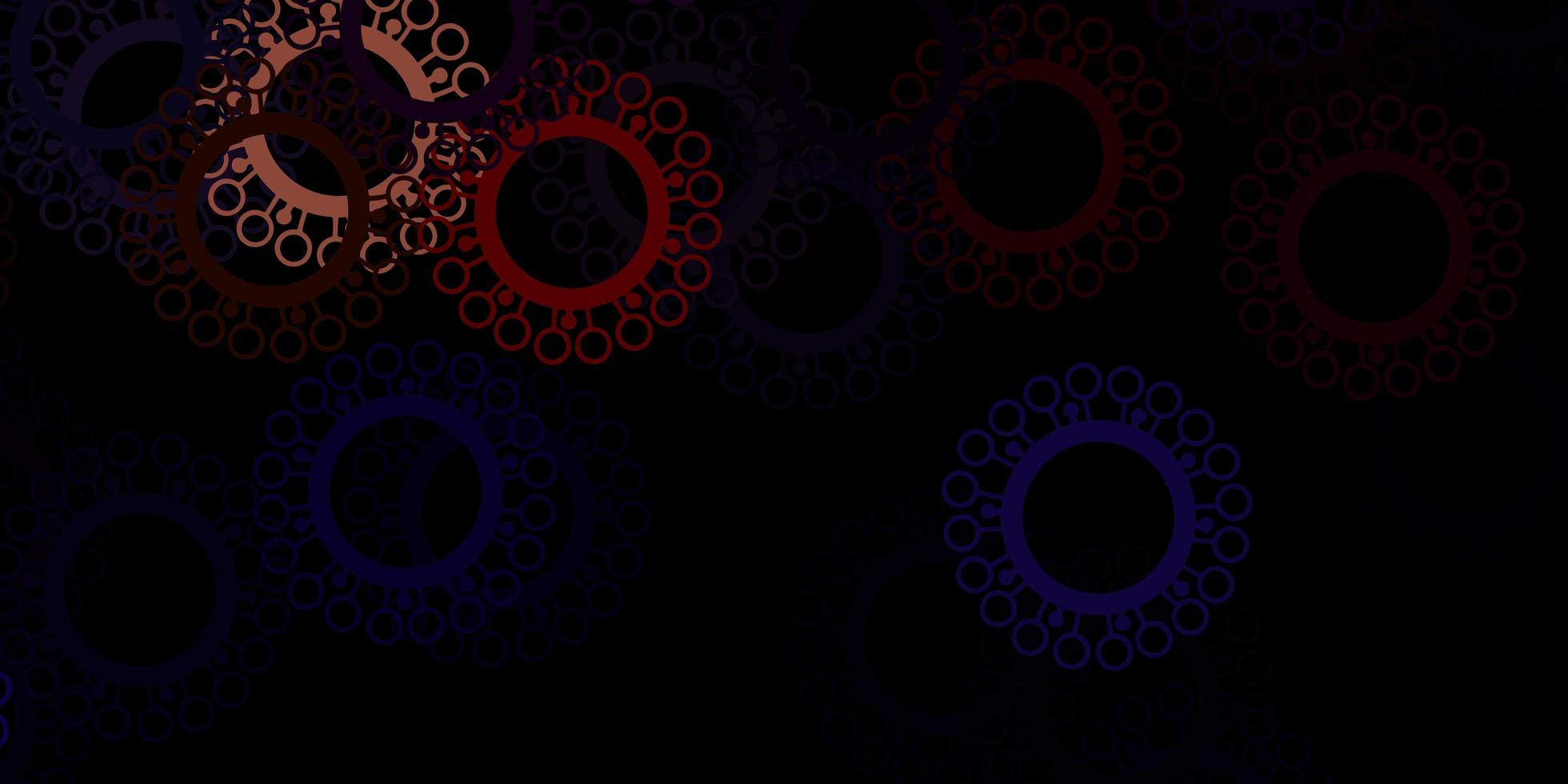Dark multicolor vector backdrop with virus symbols.